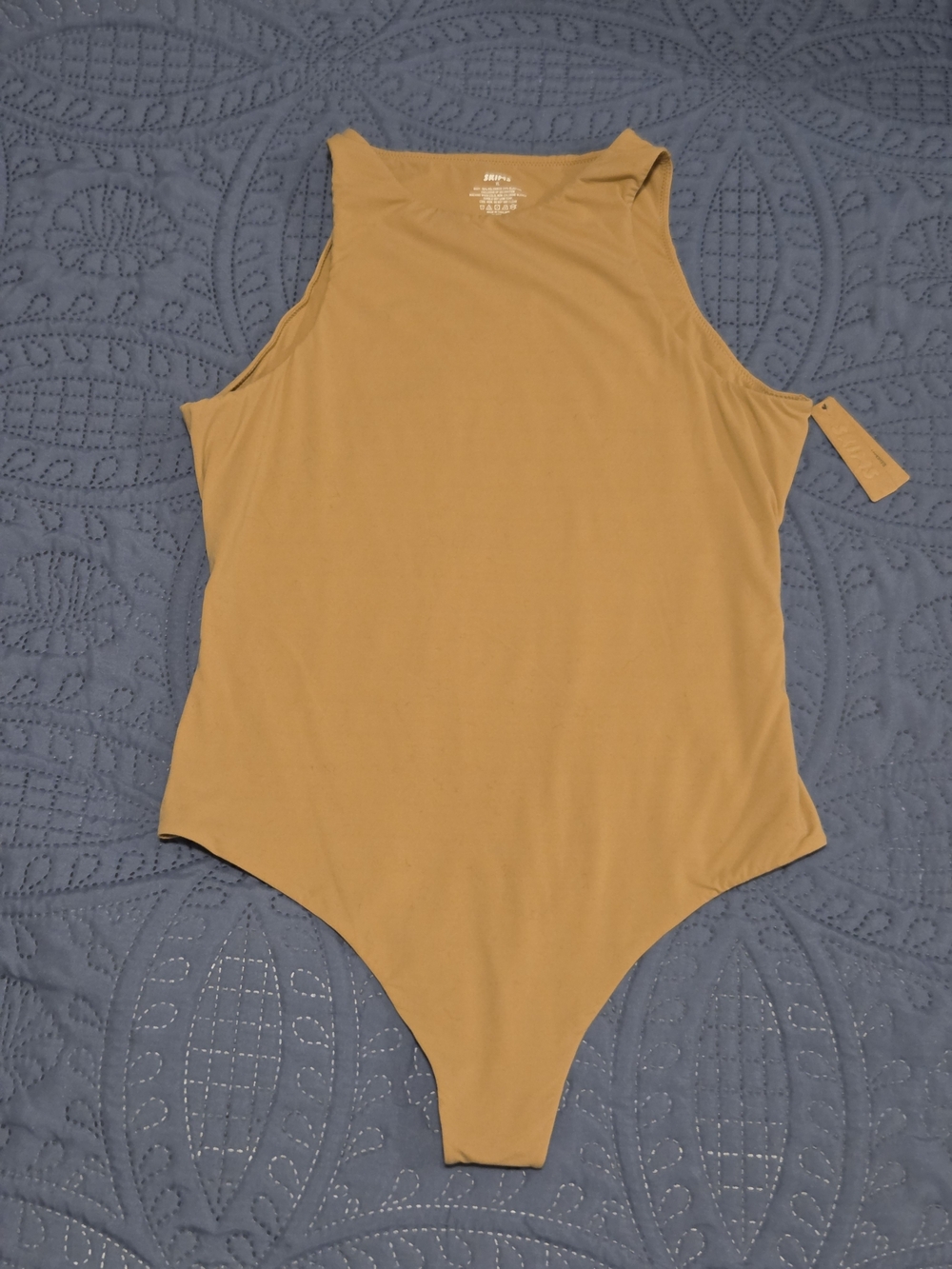 SKIMS NWT Fits Everybody High Neck Thong Bodysuit Ochre (Tan) Size XL